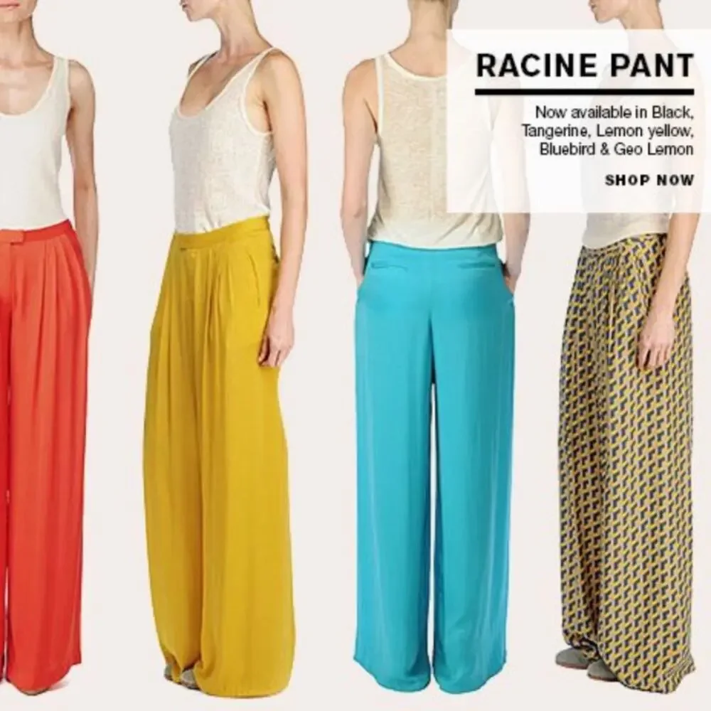 Rag & Bone Racine Black Wide Leg Charmeuse Pleated Pants size 10 High Rise
